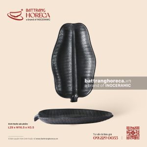 Đĩa lá chuối 29 x 16,5cm - Thiết Huyền - Men hoả biến