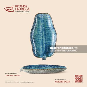 Đĩa lá chuối 29 x 16,5cm - Tinh Vân - Men hoả biến