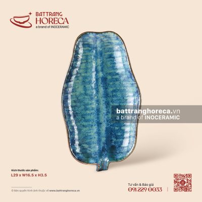 Đĩa lá chuối 29 x 16,5cm – Tinh Vân – Men hoả biến