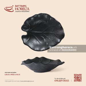 Đĩa lá khoai 25,5 x 22cm - Thiết Huyền - Men hoả biến