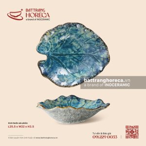 Đĩa lá khoai 25,5 x 22cm - Tinh Vân - Men hoả biến - Bát Tràng Horeca Đĩa lá khoai 25,5 x 22cm - Tinh Vân - Men hoả biến