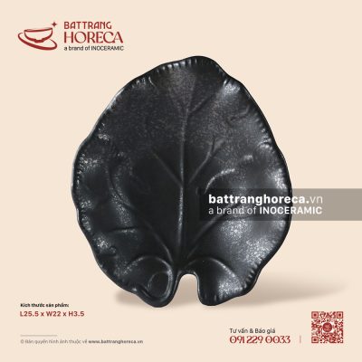 Đĩa lá khoai 25,5 x 22cm – Thiết Huyền – Men hoả biến
