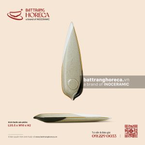 Đĩa lá tre 35.5 x 10cm - Địa Nhã - Men hoả biến