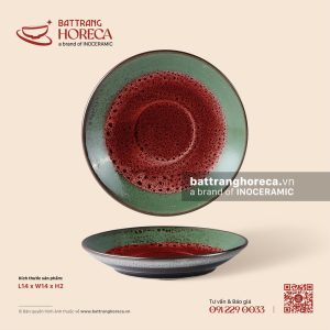 Đĩa lót chén 14cm – Dưa Hấu – Men hoả biến