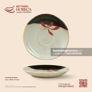 Đĩa lót tách 12cm – Hạ Liên – Men hoả biến