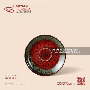 Đĩa lót tách 9cm - Dưa Hấu - Men hỏa biến