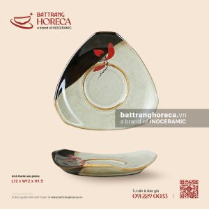 Đĩa lót tam giác 12cm – Hạ Liên – Men hoả biến