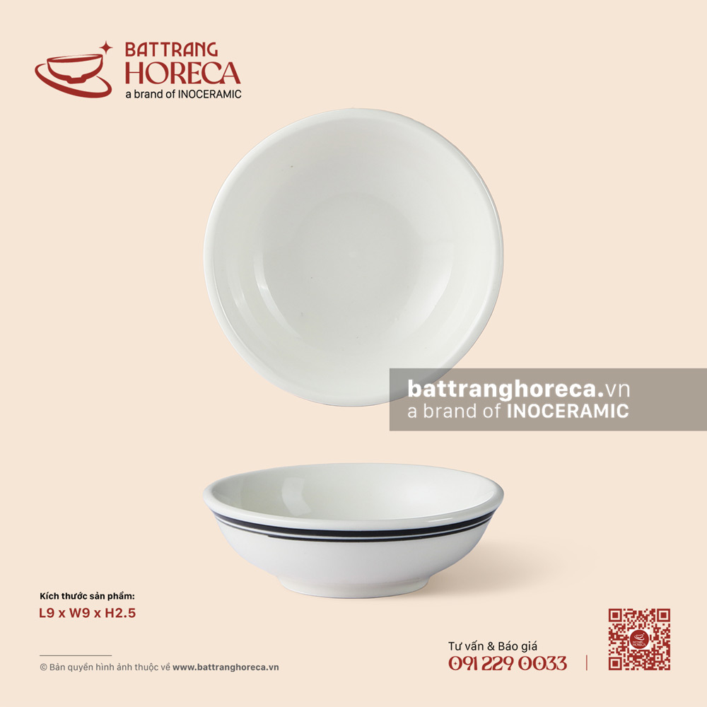 Đĩa muối 9cm - Tịnh Tuyến - Men ngà - Bát Tràng Horeca Đĩa muối 9cm - Tịnh Tuyến - Men ngà