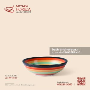 Đĩa muối 9cm - Cầu Vồng - Men màu - Bát Tràng Horeca Đĩa muối 9cm - Cầu Vồng - Men màu
