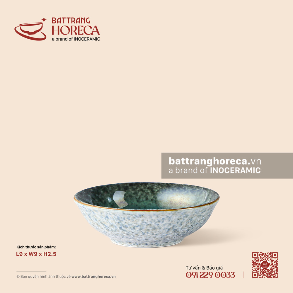 Đĩa muối 9cm - Lam Hải - Bát Tràng Horeca Đĩa muối 9cm - Lam Hải