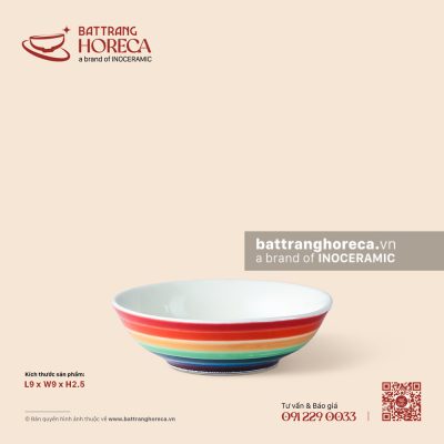 Đĩa muối 9cm – Cầu Vồng – Men màu