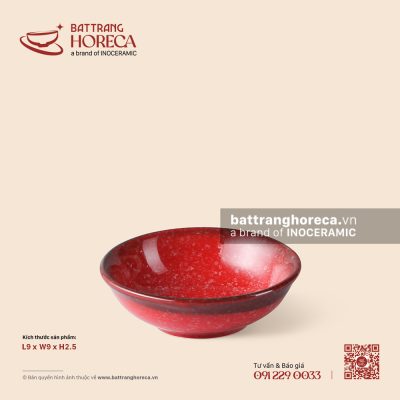 Đĩa muối 9cm – Hồng Ngọc (Ruby) – Men hoả biến