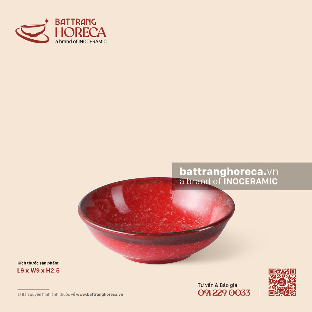 Đĩa muối 9cm - Hồng Ngọc (Ruby) - Men hoả biến - Bát Tràng Horeca Đĩa muối 9cm - Hồng Ngọc (Ruby) - Men hoả biến