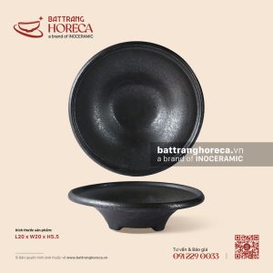 Đĩa nón sâu 3 chân cao 20cm - Thiết Huyền - Men hoả biến