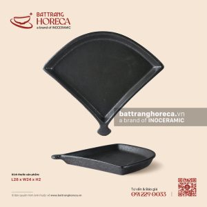 Đĩa quạt 28 x 24cm - Thiết Huyền - Men hoả biến