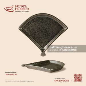 Đĩa quạt 28 x 24cm - Huyền Kim - Men hoả biến