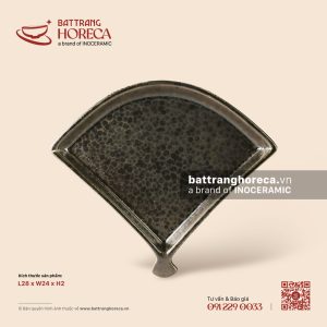 Đĩa quạt 28 x 24cm - Huyền Kim - Men hoả biến