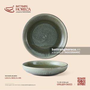 Đĩa salad sâu 22,5cm - Mộc Lâm - Men hoả biến