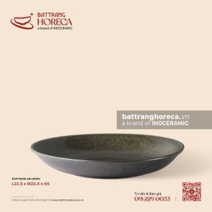 Đĩa salad sâu 22,5cm - Huyền Kim - Men hoả biến