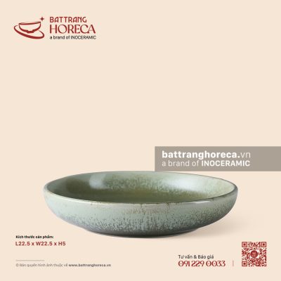 Đĩa salad sâu 22,5cm – Mộc Lâm – Men hoả biến