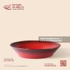 Đĩa salad thẳng thành 20cm - Hồng Ngọc (Ruby) - Men hoả biến