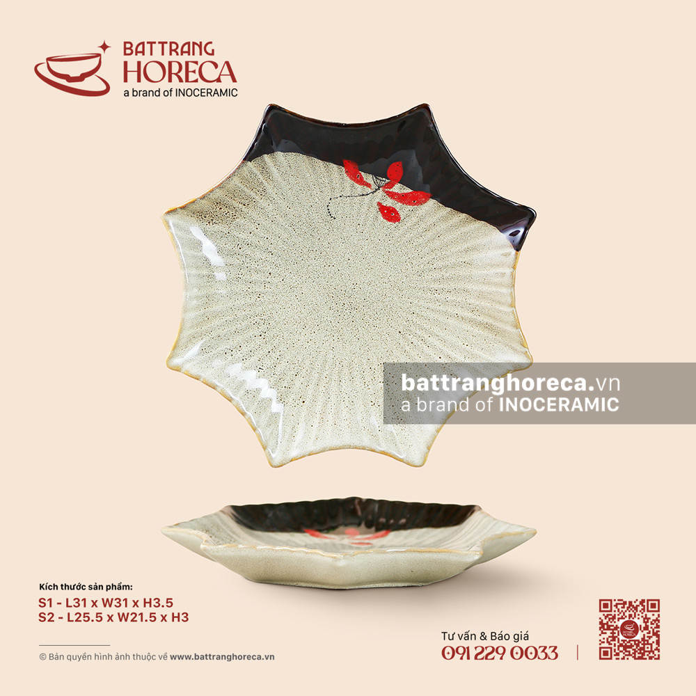 Đĩa sao – Hạ Liên – Men hoả biến - Bát Tràng Horeca Đĩa sao – Hạ Liên – Men hoả biến