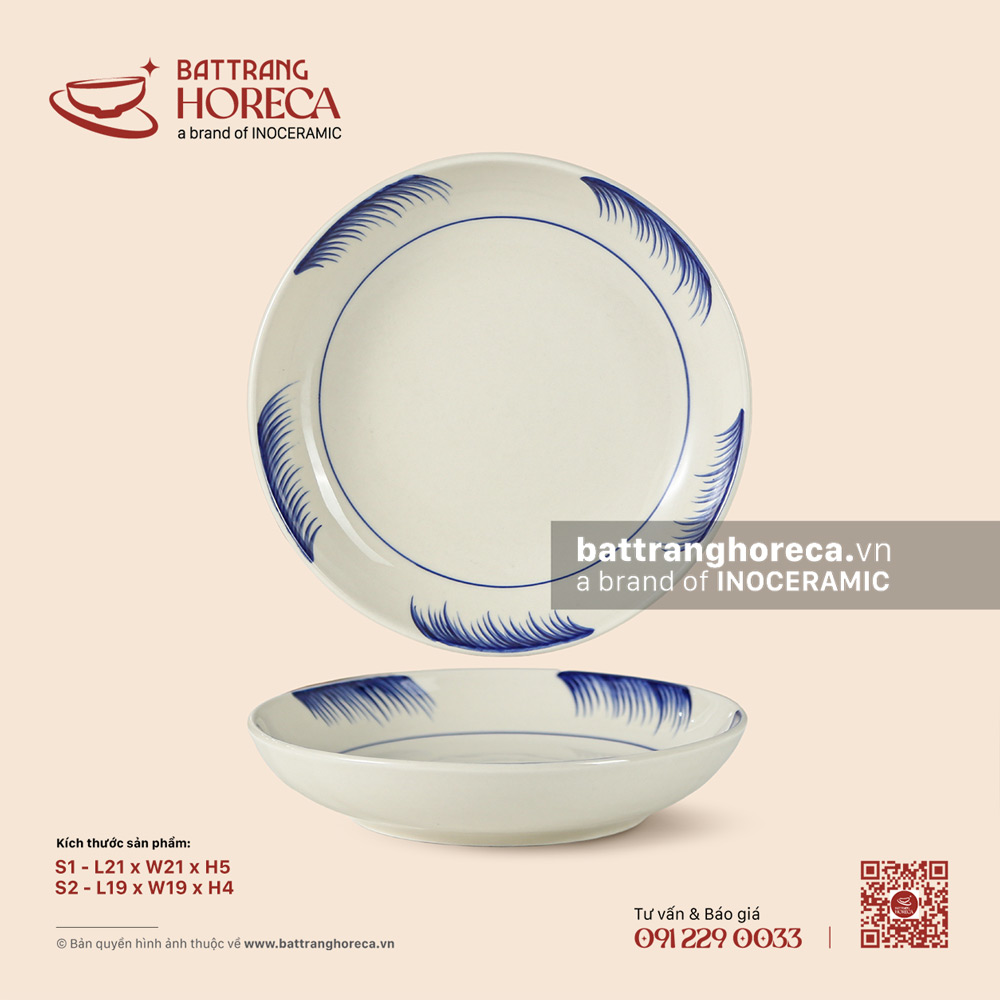 Đĩa sâu lòng – Hương Đồng – Men ngà - Bát Tràng Horeca Đĩa sâu lòng – Hương Đồng – Men ngà