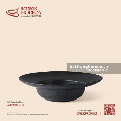 Đĩa sâu nón 23cm – Thiết Huyền – Men hoả biến