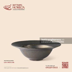 Đĩa sâu nón 23cm - Huyền Kim - Men hoả biến