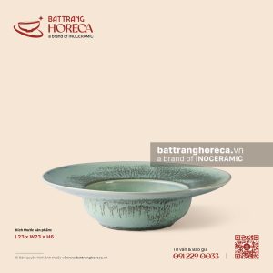 Đĩa sâu nón 23cm - Mộc Lâm - Men hoả biến
