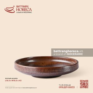 Đĩa sâu thành cao 18,5cm - Huyết Mộc