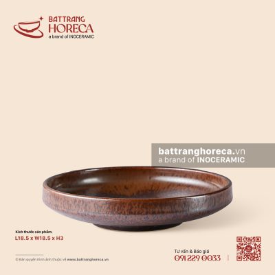 Đĩa sâu thành cao 18,5cm – Huyết Mộc – Men hoả biến