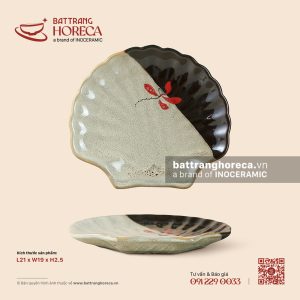 Đĩa sò 21 x 19cm – Hạ Liên – Men hoả biến
