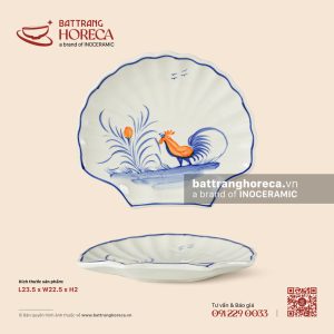 Đĩa sò 23.5 x 22.5 cm – Ô Kê – Men ngà