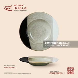 Đĩa soup lòng sâu 25 x 15cm - Địa Nhã - Men hoả biến