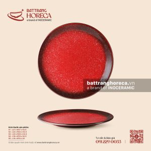 Đĩa tròn - Hồng Ngọc (Ruby) - Men hoả biến