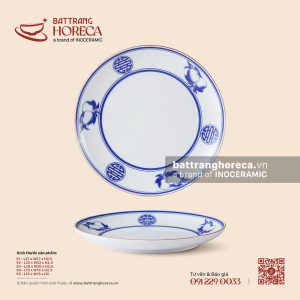 Đĩa tròn - Thọ Đào - Men trắng