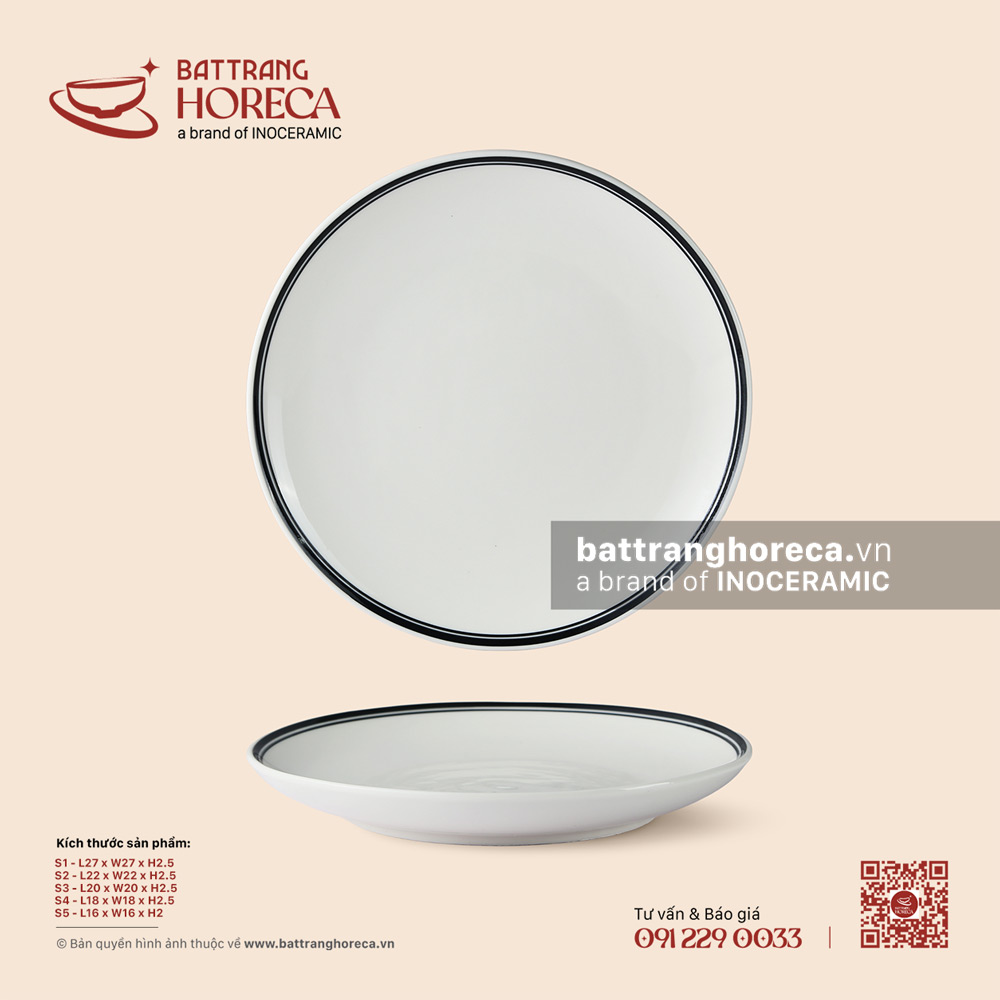 Đĩa tròn - Tịnh Tuyến - Men ngà - Bát Tràng Horeca Đĩa tròn - Tịnh Tuyến - Men ngà