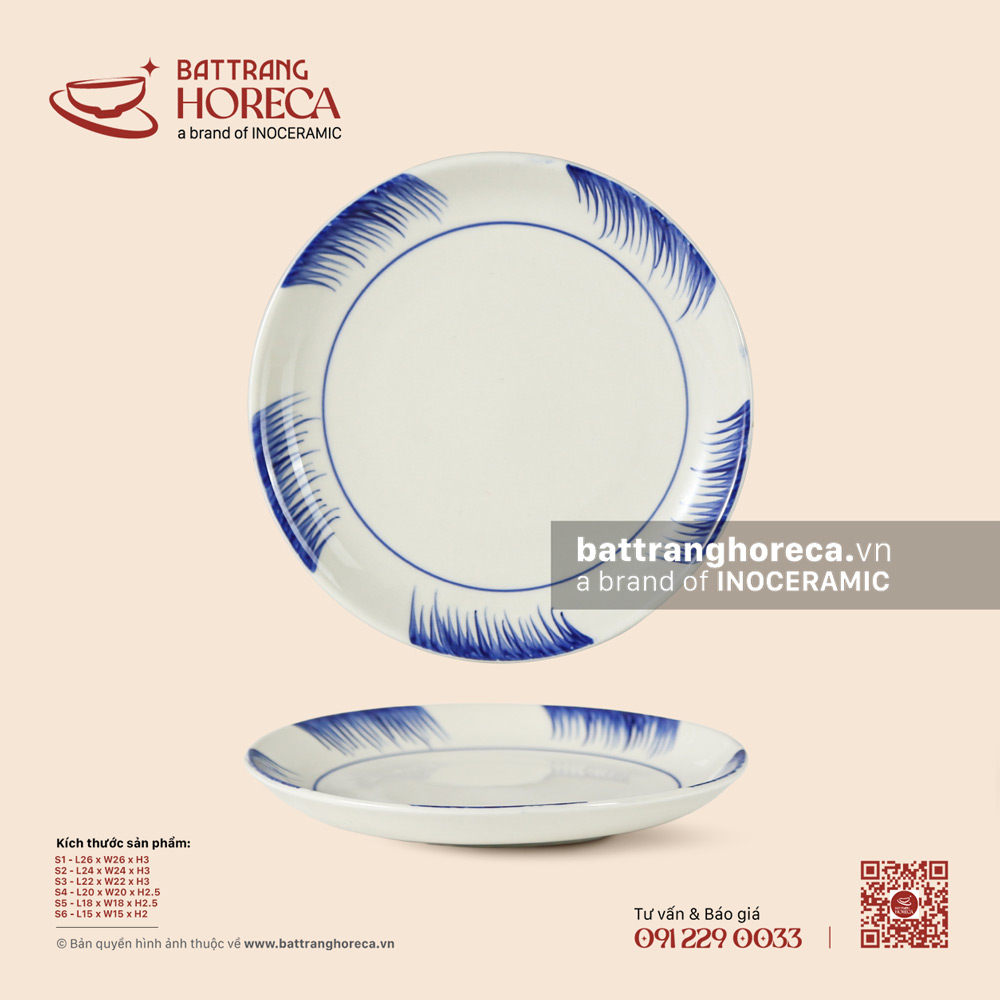 Đĩa tròn – Hương Đồng – Men ngà - Bát Tràng Horeca Đĩa tròn – Hương Đồng – Men ngà