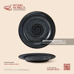 Đĩa tròn bằng (đĩa 2 lá) 25,5cm - Huyền Dạ - Men hoả biến