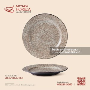 Đĩa tròn bằng (đĩa 2 lá) 25,5cm - Mộc Viêm - Men hoả biến