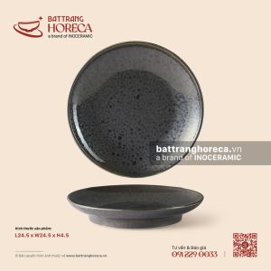 Đĩa tròn chân cao 24,5cm - Huyền Kim - Men hoả biến