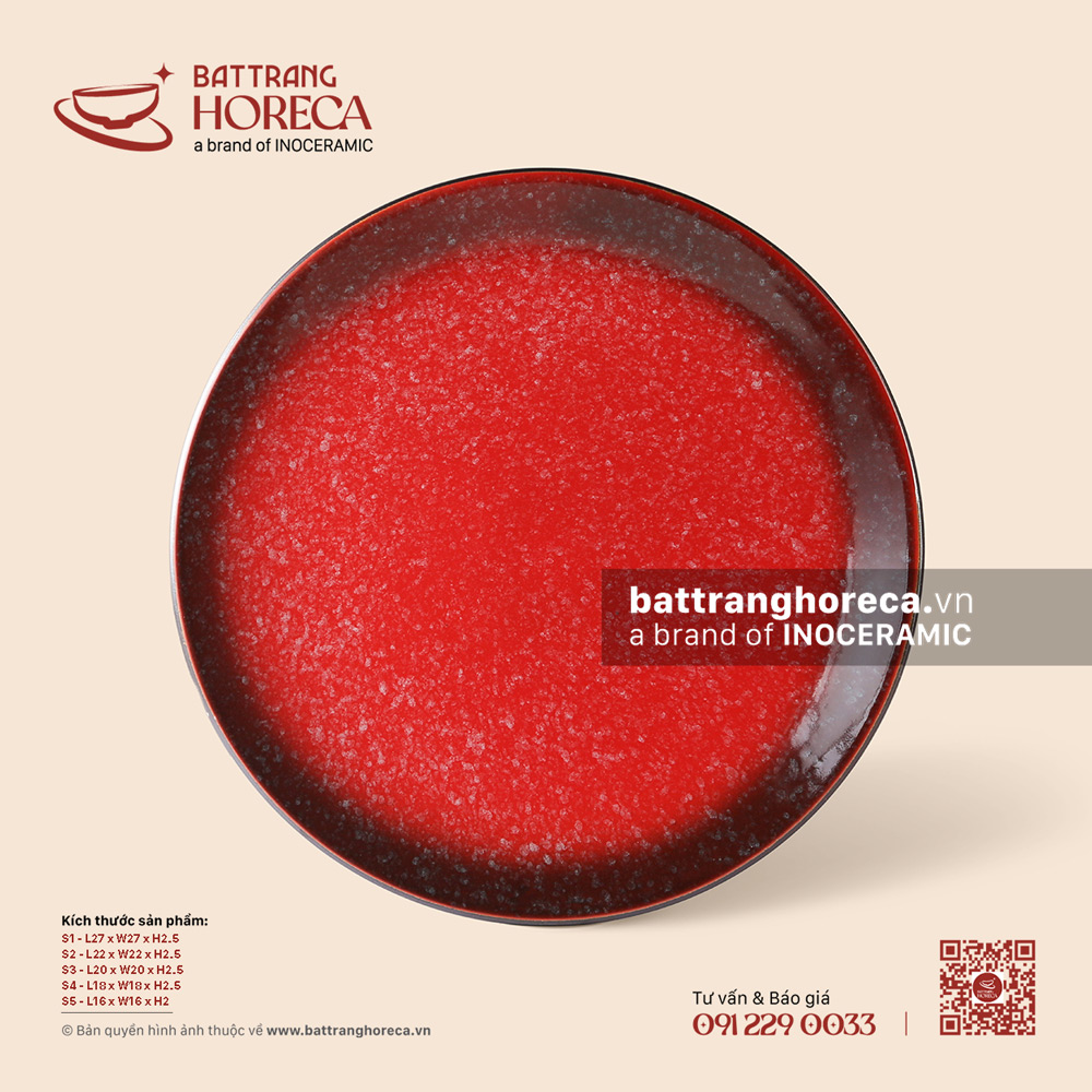 Đĩa tròn - Hồng Ngọc (Ruby) - Men hoả biến - Bát Tràng Horeca Đĩa tròn - Hồng Ngọc (Ruby) - Men hoả biến