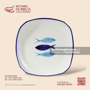 Đĩa vuông cắt góc - Lam Ngư