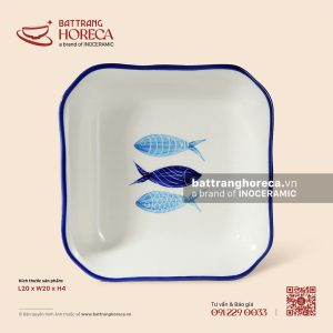 Đĩa vuông sâu lòng 20cm - Lam Ngư