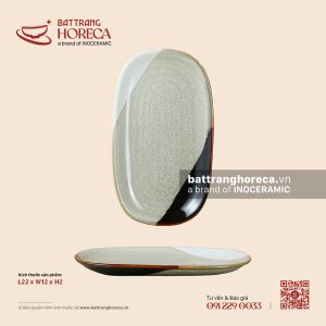 Đĩa xoài 22 x 12cm - Địa Nhã - Men hoả biến