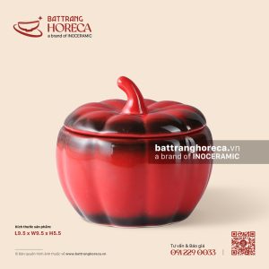 Hũ mứt bí đỏ 9.5cm - Hồng Ngọc (Ruby) - Men hoả biến