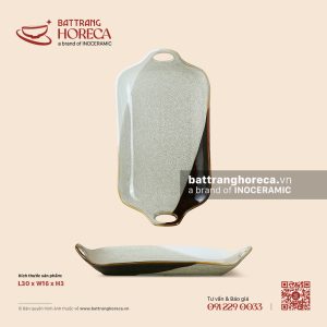 Khay hai (2) tai 30 x 16cm - Địa Nhã - Men hoả biến