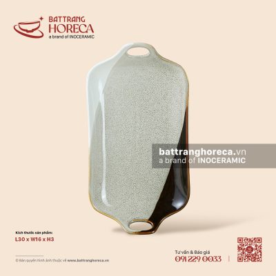 Khay hai (2) tai 30 x 16cm – Địa Nhã – Men hoả biến