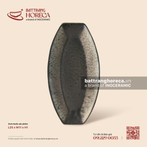 Khay bầu dục dẹp 25 x 11cm - Huyền Kim - Men hoả biến